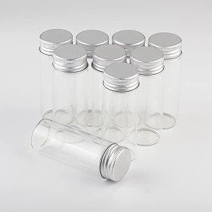 ミニボトル 携帯 コンパクト 40ml アルミ製 銀蓋透明ガラス瓶，よく密閉された貯蔵ボトルお茶 丸薬 小物 液体などの保管 12個