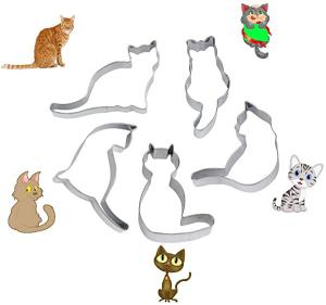 クッキー型 猫 5個セット ステンレスクッキー抜型 クッキーカッター ベーキング ステンレス製 製菓グッズ