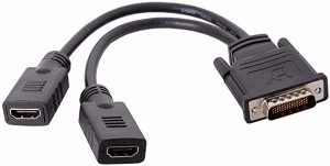 DMS 59ピン to 2 HDMI ディスプレイ分配機 HDMI 分配器 HDMI分岐ケーブル DMS 59P ディスプレイケーブル 1入力2出力 オス-2メス