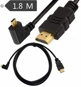  Micro HDMI2.0ケーブル 90度右ゴールド金メッキ端子 60Hz 4K＊2K ハイスピード 高画質 HDMI オス-オス Micro HDMIケーブ ... 送料無料 1