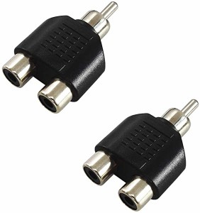 RCA ピン端子 2分配アダプター 分配プラグ ニッケルメッキ 2個入り P-757-2P