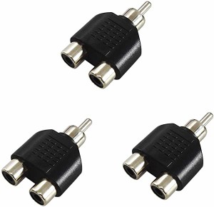 RCA ピン端子 2分配アダプター 分配プラグ ニッケルメッキ 3個入り P-757-3P