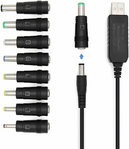 12V DC電源供給ケーブル + DC ジャック 変換 アダプタ8 in 1 ユニバーサル USB 5V-12V DC電源ケーブルusb 変換 ケーブル