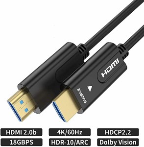 光ファイバー HDMI ケーブル 10M ファイバーHDMI 4K60HZ 光速 HDMI2.0b サポート18Gbps ARC Dolby Vision 3D HDCP2.2 HDR1... 10m : e-10