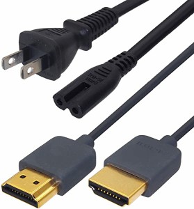 メガネケーブル+HDMIケーブル セット HDMI 1.5m HDMI2.0 スリムタイプ HDCP対応 グレー 2PIN メガネコネクタ 電源ケーブル 1...