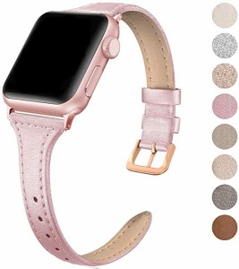 Apple Watch iWatch 38mm 40mm スリム薄型 ドレッシー 本革ストラップ 対応iWatchシリーズ5シリーズ4シリーズ3シ ...