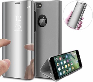 iPhone 7 Plus iPhone 8 Plus 半透明 鏡 手帳型ケース 手帳型カバー 携帯カバー 携帯ケース スマホケース ケース 手帳 クリスタ ...