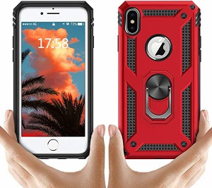 iPhone X ケース iPhone XS ケース リング付き PC 対応 落下衝撃吸収 TPU フルプロテクトデザイン スマホケース ケース 耐衝撃 ...