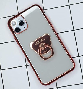 iPhone11 Pro ケース リング付き 可愛い 衝撃防止 スタンド機能 クリア TPUソフト iPhone 11 pro カバー Finger Ring Bumper Cas...