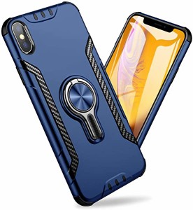 iPhone xs max ケース 耐衝撃 全面保護 スタンド機能 車載ホルダー 擦り傷防止 薄型 軽量 滑り止め 携帯カバー リング付き 防塵...