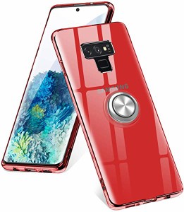 Galaxy Note 9 ケース リング クリア TPU 耐衝撃 透明 シリコン 傷つけ防止 人気 スタンド機能 車載ホルダー対応 薄型 軽量 黄変 ...