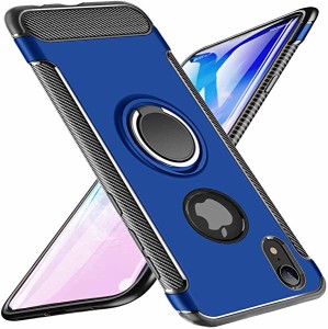 iPhone XR ケース リング付き 耐衝撃 全面保護ケース 磁気カーマウントホルダー スタンド 360°専用 衝撃防止 スマホケース ケー...