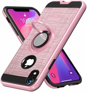 iPhone XR ケース クリア リング付き 耐衝撃 TPU+PC 二重構造 スタンド機能 シリコン 360°回転 マグネット式車載ホルダーに対応...