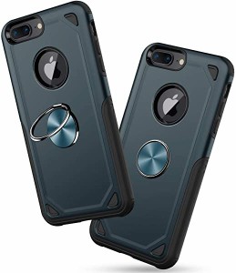 iphone7 plus ケース iphone8 plusケースリング付き 回転スマホケース 耐衝撃 スマホリング カバークリア 指紋防止 TPU 全面保護...