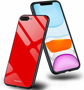 iPhone8 plus ケース iPhone7 plus ケース クリア 薄型 耐衝撃 ガラスケース 薄型 カバー 衝撃吸収TPUバンパー ガラス背面 全面 ...