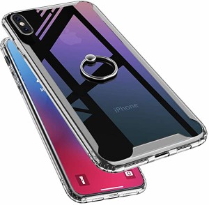 iphone X ケース iphone XS ケース リング付き 9H背面強化ガラス スタンド機能 耐衝撃 米軍MIL規格取得 レンズ保護 黄ばみ防止  ...