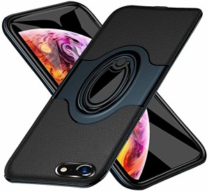 iPhone8 ケース iPhone7 ケースリング 耐衝撃 リング付き スマホリング 薄型 PC シリコン 全面保護 360度回転 車載ホルダー対応 ...