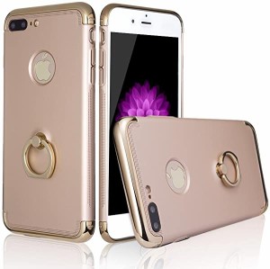 iPhone 7Plus ケース メッキ加工 軽量 衝撃防止 3パーツ式 アイフォン おしゃれ 高級感 薄型 リングスタンド 落下防止 硬度9Hガ ...