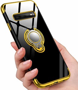 Galaxy S10 ケース リング 透明 TPU クリア リング付きケース 回転リング 薄型 磁気カーマウントホルダー スタンド 携帯ケース ...