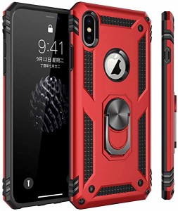 iPhone XS ケース iPhone X ケース リング対応 落下衝撃吸収 TPU PC 米軍MIL規格 二重構造 リング付き tpu シリコン 薄型 5.8イ ...