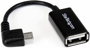 マイクロUSB - USB OTG変換アダプタ 10cm L型...