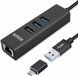 LANポート 有線LAN 変換アダプタ usb3.0 lanハブ 1000Mbps RJ45 4-in-1 イーサネット ハブ USB3.0ポート*3 ウェブ会議対応 Gigab...