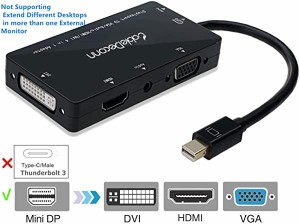 Mini Displayport HDMI VGA DVI 変換 アダプター 4in1 変換 ケーブル マルチハブ 変換 ケーブル thunderbolt 2 ドック 音声出力...