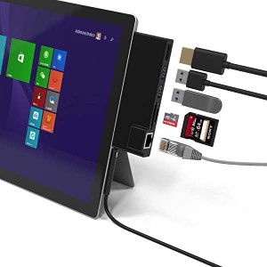 Surface Pro 4 Pro 5 Pro 6 用USB 3.0 ハブ 6in1ドッキングステーション 4K HDMI ポート + SD&Micro SDカードリーダー + LANポー...