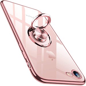 iPhone SE ケース 第2世代 リング iPhone8 ケース iPhone7 カバー クリア スリム tpu ソフト シリコン 改善版 リング付き 透明  ...