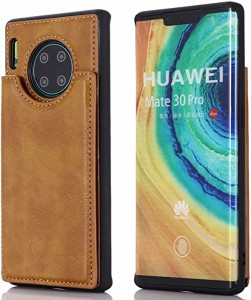 Mate 30 Pro 5G 対応 HUAWEI スマホ バックカバー ケース 2020最新版 背面カード 手帳型ケース (ブラウン) 手作り 財布型 マグネ...