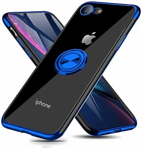 iPhone 7 ケース/iPhone 8 ケース リング付き クリア 透明 TPU 耐衝撃 車載ホルダー対応 スタンド機能 防塵 薄型 軽量 落下防止 ...