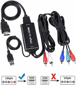 コンポーネント to HDMI コンバーター ケーブル 変換器 1080P対応 5RCA RGB YPbPr to HDMI コンバータ ケーブル HDCPオーディオ ...