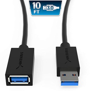 USB 3.0延長ケーブル 22AWG A-オスからA-メス〈ブラック〉300cm 