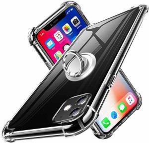 iPhone12 mini スマホケース リング 透明 TPU クリア 薄型 リング付き 回転リング 車載ホルダー対応 スマホケース 黄変防止 耐衝撃 アウ