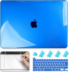 MacBook Pro 13インチ ケース 2020 ブルー 透明 新型 A2251 A2289対応 シェルカバー 薄型 軽量 耐衝撃 mac book pro 13 日本語キ...
