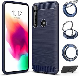 Moto g8 plus ケース カバー スマホリングスタンド付 Qi充電対応 ワイヤレス充電対応 炭素繊維 TPU シリコン素材を使用した ケー...