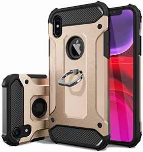 iPhone X ケース iPhone XS ケース リング付き 耐衝撃 TPU クリア 軽量 薄型 指紋防止 全面保護 米軍MIL規格取得 スタンド機能  ...