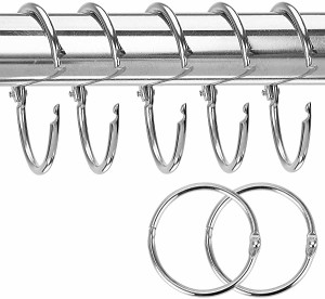 カーテンリング スライドリング 開口設計 カーテンリングフック 内径39cm しっかり固定 20個入 シルバー 送料無料