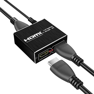 HDMIスプリッター HDMI 分配器 HDMI V2.0 同時出力 1入力2出力 HDR 3D 4Kx2K@60Hz 2160P対応 電源ケーブル+HDMIケーブル付き PS4...