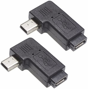 USB 変換コネクタ 2個パック (mini-Bオス micro-Bメス 横L型 左向き)  送料無料