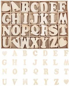木製レター 112個 アルファベット 木製学習玩具 ウッドレター ハートセット 手芸パーツ