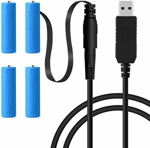 USB 5V-6V DC電源供給ケーブル エネループ ダミー電池 単3形バッテリー電源 4個セット充電池USB-DCケーブル付き 単3形バッテリー...