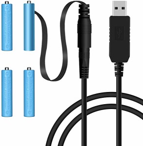 USB 5V-6V DC電源供給ケーブル エネループ ダミー電池 単4形バッテリー電源 4個セット充電池USB-DCケーブル付き 単4形バッテリー...