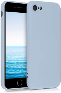 iPhone 7 8 SE (2020) ケース 極薄 衝撃吸収 TPU シリコンケース ケース マイクロファイバー 加工 ライトブルーマット
