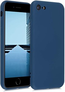 iPhone 7 8 SE (2020) ケース 極薄 衝撃吸収 TPU シリコンケース ケース マイクロファイバー 加工 紺色 送料無料