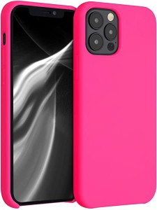 iPhone 12 12 Pro ケース TPU リキッド シリコン スマホケース カバー 耐衝撃 傷防止 サラサラ Case ネオンピンク 送料無料