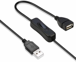 USB A オス メス 延長ケーブル 2m ON/OFF スイッチ付き データ転送をサポート ブラック...