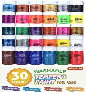 テンペラ絵の具 ウォッシャブル キッズ絵の具 洗える 30色セット 60ml 手形足形アート 手のひら絵の具 水性絵の具 落ちやすい お ...