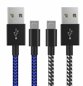 Xbox One PS4 コントローラー対応 充電 Micro USB ケーブル 3m 2本セット ナイロン編み 高耐久素材 急速充電 高速したデータ転送...