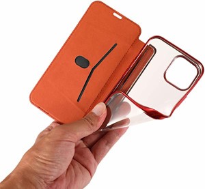iPhone 12 Pro Max ケース 手帳型 カード収納 透明シリコン バックプレート 表面革 レザー Qi充電対応 スマホケース 横開き 携帯...